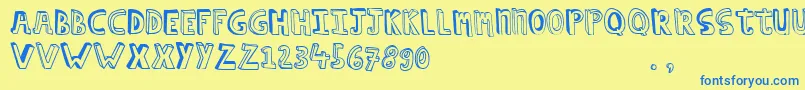 Hcapstrial Font – Blue Fonts on Yellow Background