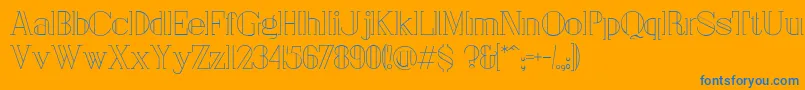 London-Schriftart – Blaue Schriften auf orangefarbenem Hintergrund