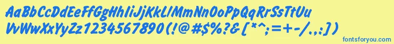 フォントInformgttBold – 青い文字が黄色の背景にあります。