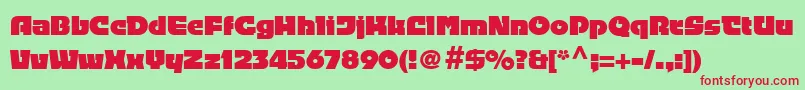 フォントLinotypefehrleDisplay – 赤い文字の緑の背景