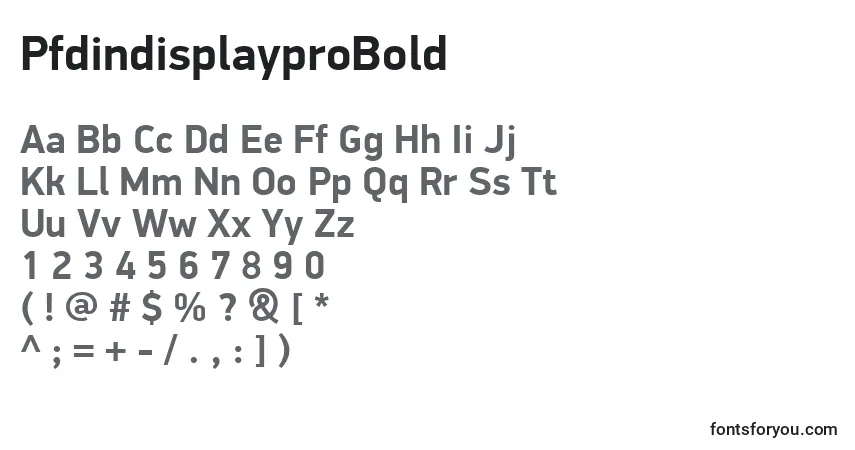 A fonte PfdindisplayproBold – alfabeto, números, caracteres especiais
