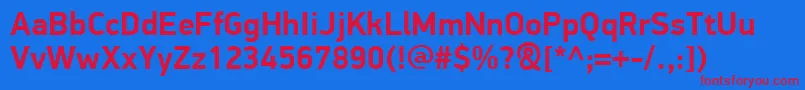 PfdindisplayproBold Font – Red Fonts on Blue Background