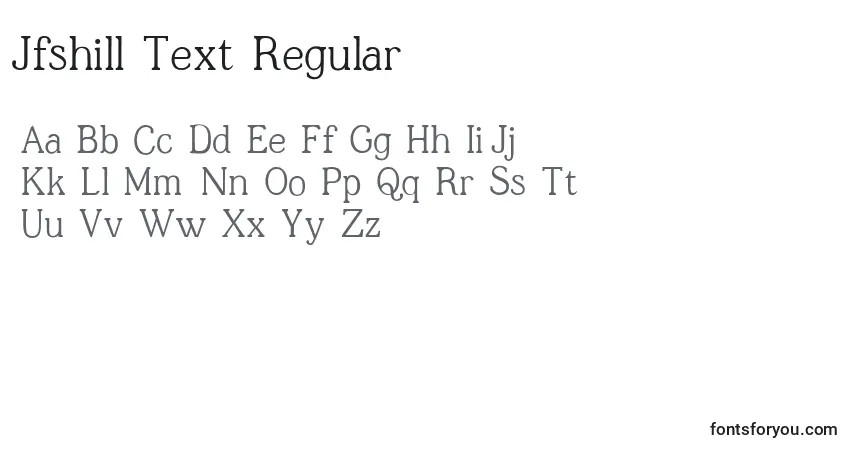 Czcionka Jfshill.Text.Regular – alfabet, cyfry, specjalne znaki