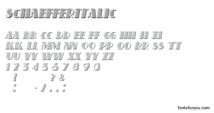 Шрифт SchaefferItalic – алфавит, цифры, специальные символы