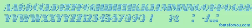 Fonte SchaefferItalic – fontes azuis em um fundo verde