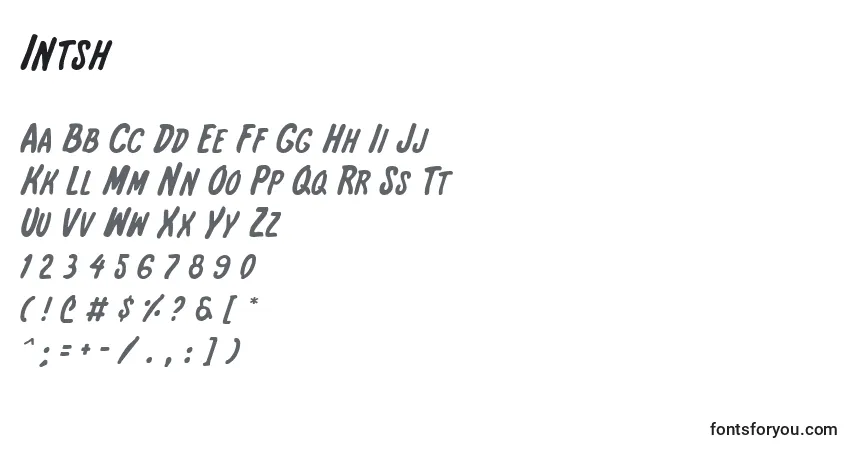 Шрифт Intsh – алфавит, цифры, специальные символы