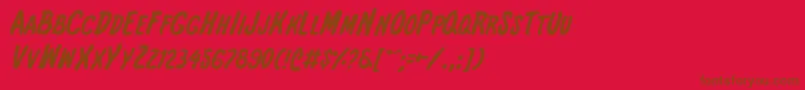 Czcionka Intsh – brązowe czcionki na czerwonym tle