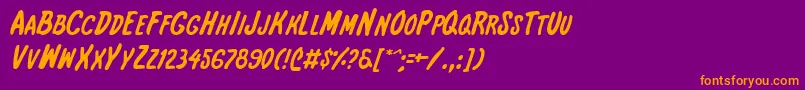 Police Intsh – polices orange sur fond violet