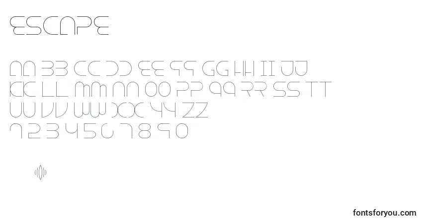 Escape Font – alphabet, numbers, special characters