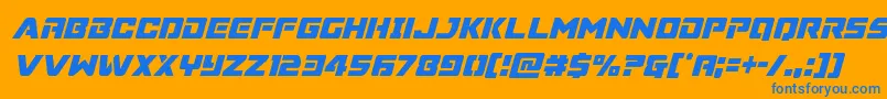 Supercommandocondital Font – Blue Fonts on Orange Background