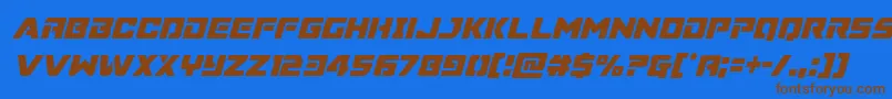 Supercommandocondital Font – Brown Fonts on Blue Background