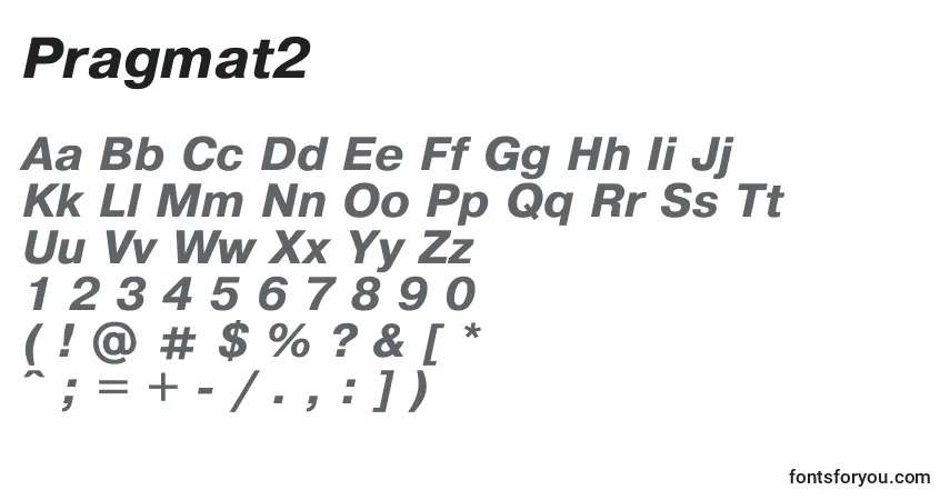 Czcionka Pragmat2 – alfabet, cyfry, specjalne znaki