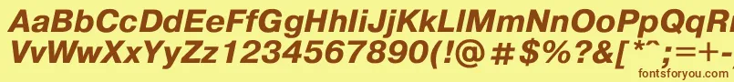 フォントPragmat2 – 茶色の文字が黄色の背景にあります。