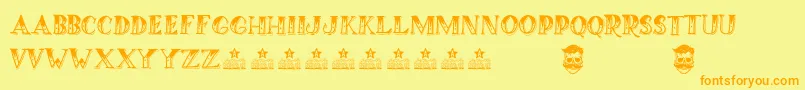 RichTheBarberPersonalUse-Schriftart – Orangefarbene Schriften auf gelbem Hintergrund