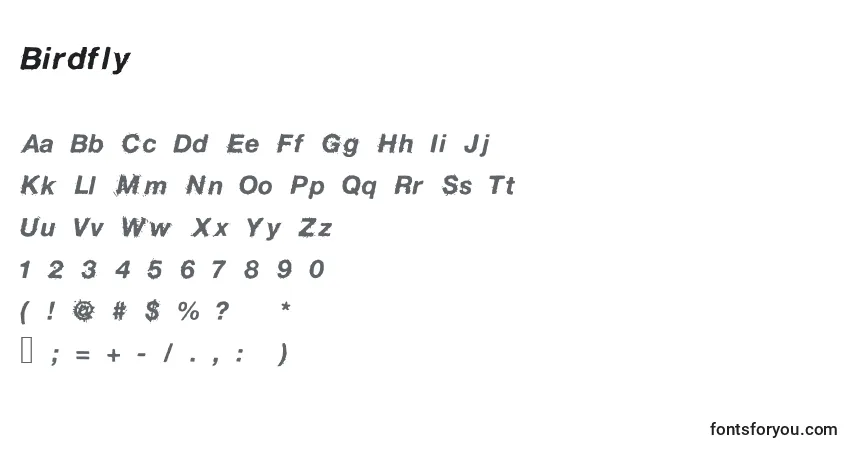 Czcionka Birdfly – alfabet, cyfry, specjalne znaki
