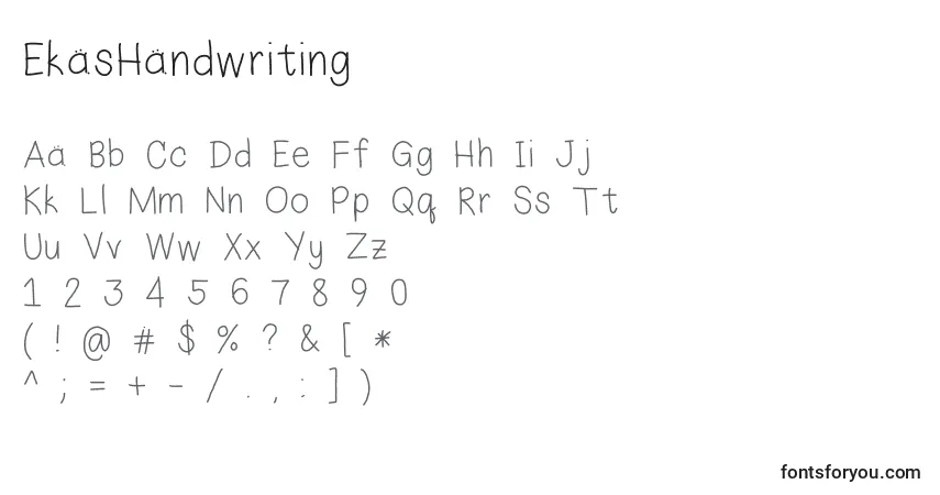 Czcionka EkasHandwriting – alfabet, cyfry, specjalne znaki