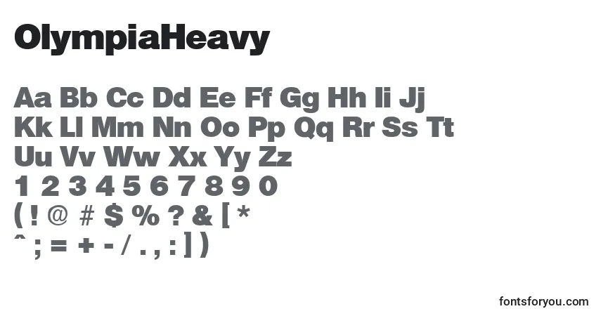 Czcionka OlympiaHeavy – alfabet, cyfry, specjalne znaki