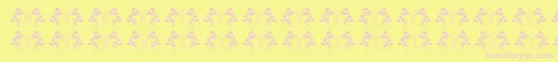101B10Jr-fontti – vaaleanpunaiset fontit keltaisella taustalla