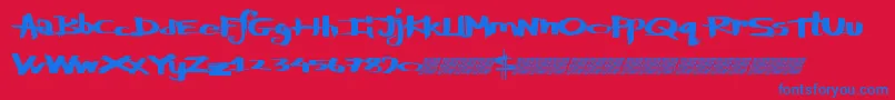 フォントDefylogic – 赤い背景に青い文字