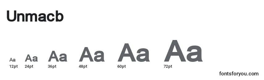sizes of unmacb font, unmacb sizes