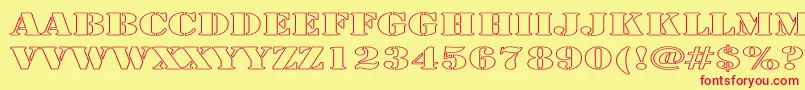 ArmyHollowExpanded Font – Red Fonts on Yellow Background