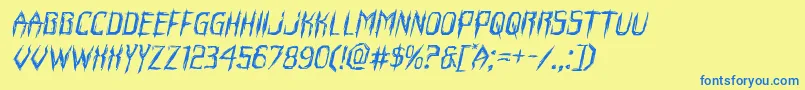 Horroroidexpandital Font – Blue Fonts on Yellow Background