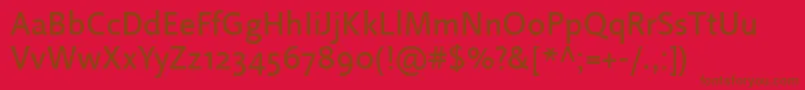 フォントLinotypeProjektRegular – 赤い背景に茶色の文字