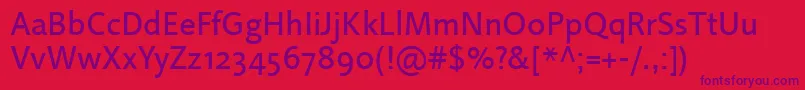 LinotypeProjektRegular Font – Purple Fonts on Red Background