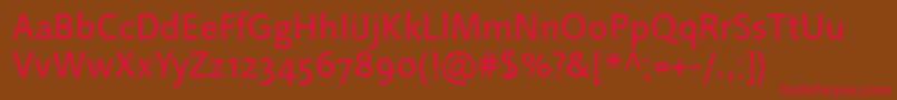 LinotypeProjektRegular Font – Red Fonts on Brown Background