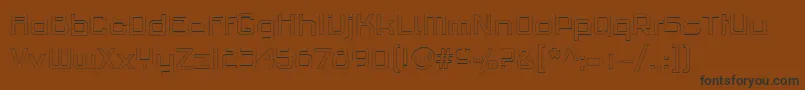 フォントPfhaussquareproLightoutline – 黒い文字が茶色の背景にあります