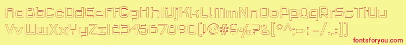 フォントPfhaussquareproLightoutline – 赤い文字の黄色い背景