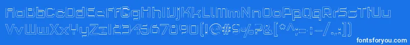 フォントPfhaussquareproLightoutline – 青い背景に白い文字