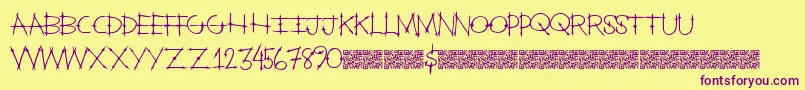 Heavengate-Schriftart – Violette Schriften auf gelbem Hintergrund