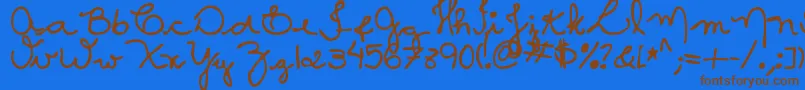 MtfCaMaura-Schriftart – Braune Schriften auf blauem Hintergrund