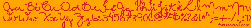 MtfCaMaura-Schriftart – Rote Schriften auf orangefarbenem Hintergrund