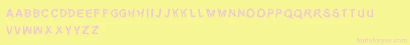 Distorty-Schriftart – Rosa Schriften auf gelbem Hintergrund