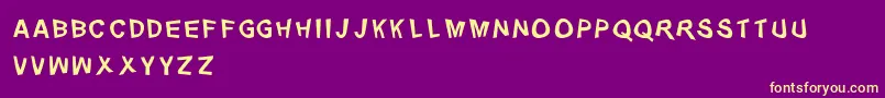 Distorty-Schriftart – Gelbe Schriften auf violettem Hintergrund