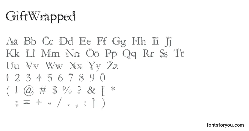 A fonte GiftWrapped – alfabeto, números, caracteres especiais