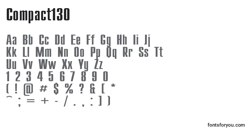 A fonte Compact130 – alfabeto, números, caracteres especiais