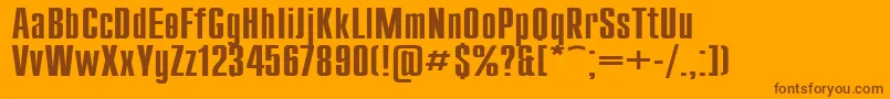 Compact130-Schriftart – Braune Schriften auf orangefarbenem Hintergrund
