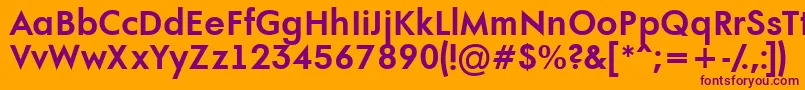 AFuturaortoBold-Schriftart – Violette Schriften auf orangefarbenem Hintergrund