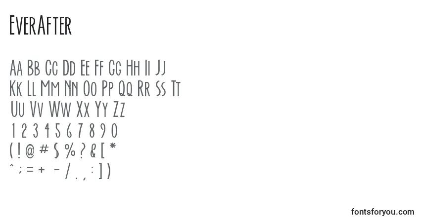 Czcionka EverAfter – alfabet, cyfry, specjalne znaki