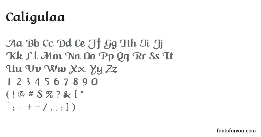 Шрифт Caligulaa – алфавит, цифры, специальные символы