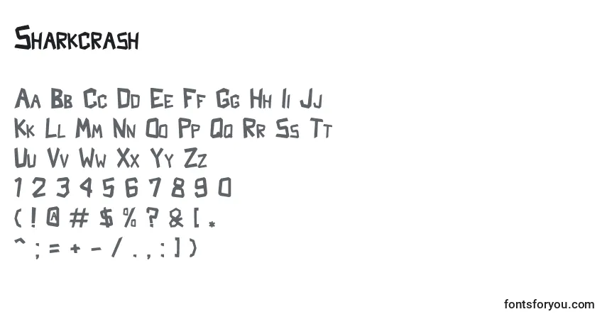 Czcionka Sharkcrash – alfabet, cyfry, specjalne znaki