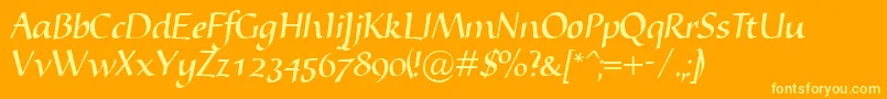 Nyfors-Schriftart – Gelbe Schriften auf orangefarbenem Hintergrund