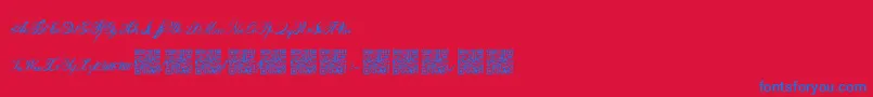 Fauxantique Font – Blue Fonts on Red Background