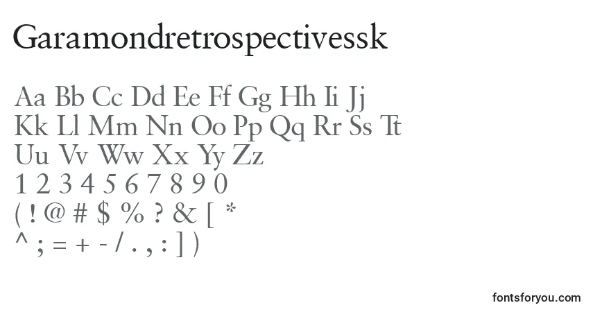 Garamondretrospectivessk-fontti – aakkoset, numerot, erikoismerkit