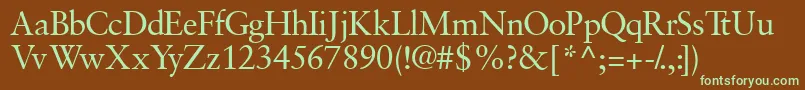 Garamondretrospectivessk-fontti – vihreät fontit ruskealla taustalla