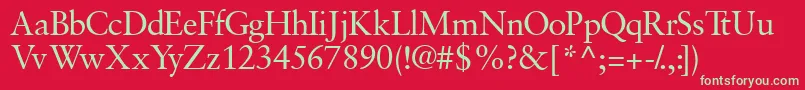 フォントGaramondretrospectivessk – 赤い背景に緑の文字