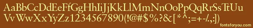 Garamondretrospectivessk-fontti – keltaiset fontit ruskealla taustalla